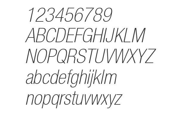 Скачать шрифт HelveticaNeue LT 37 ThinCn Oblique