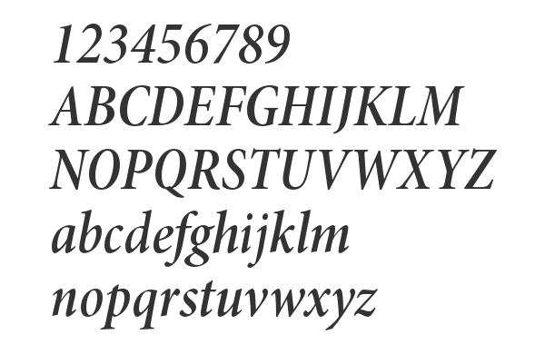 Скачать шрифт Minion Pro SmBd Cond Subh Italic