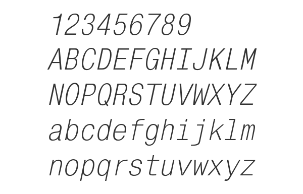 Скачать шрифт MonoCondensedC Italic