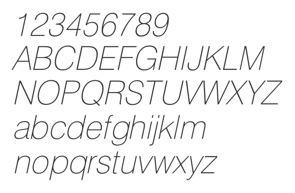 Скачать шрифт HeliosThin Italic