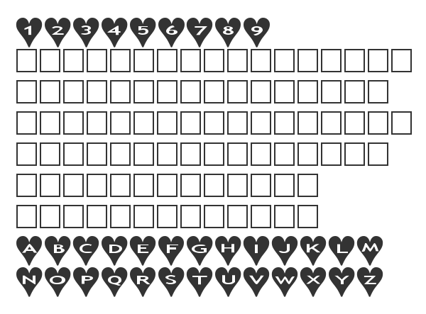 Скачать шрифт AlphaShapes hearts Normal