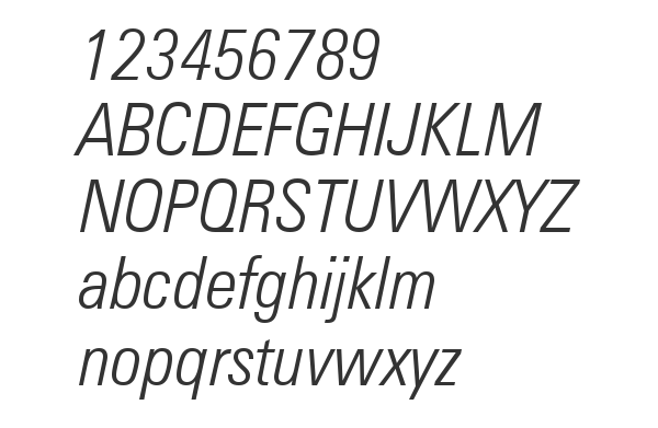 Скачать шрифт Zurich LtCn BT Light Italic