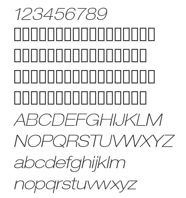 Скачать шрифт HelveticaNeue LT 33 ThinEx Oblique