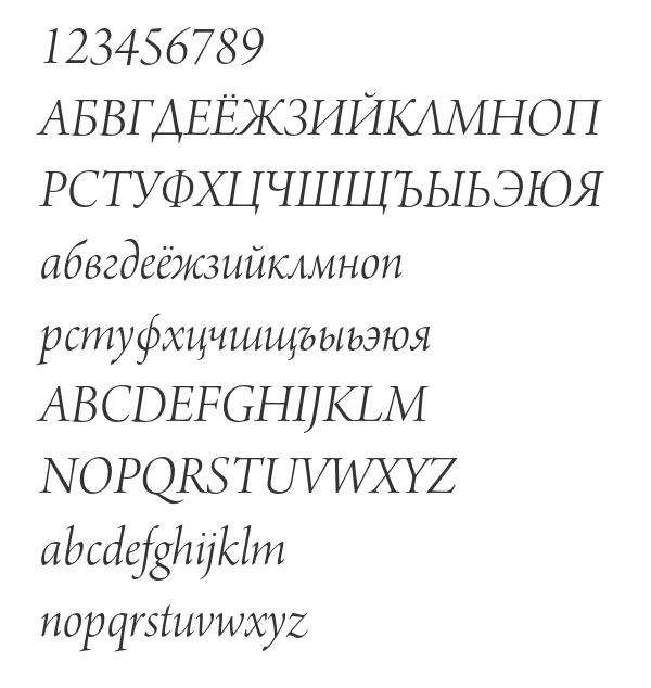 Скачать шрифт Arno Pro Light 36pt Italic