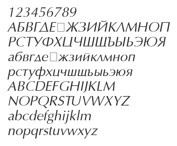 Скачать шрифт AGOptCyrillic Normal-Italic