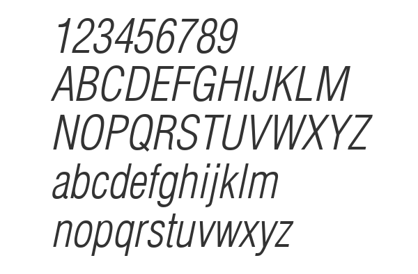 Скачать шрифт Helvetica LT CondensedLight Italic
