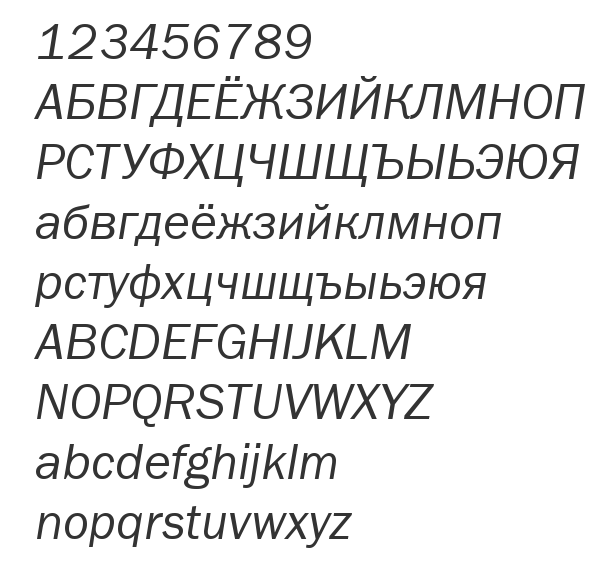 Скачать шрифт FranklinGothBookCTT Italic