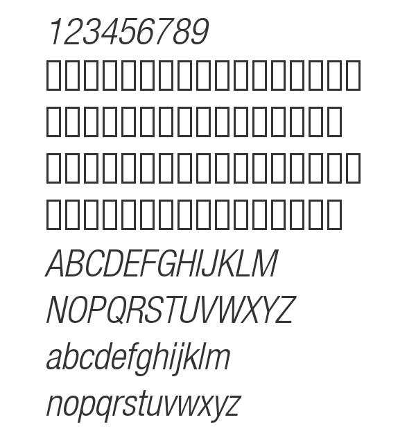 Скачать шрифт HelveticaNeue LT 47 LightCn Oblique