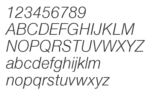 Скачать шрифт HelveticaNeue LT 45 Light Italic