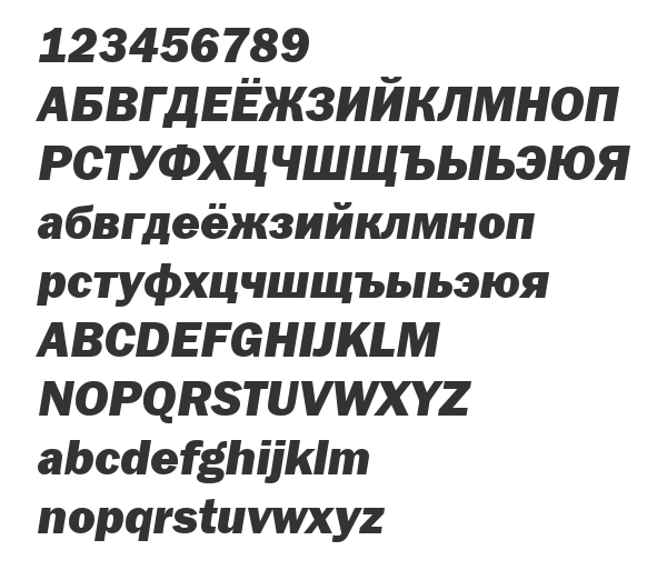 Скачать шрифт FranklinGothHeavyCTT Italic