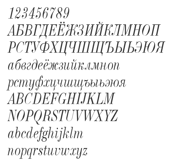 Скачать шрифт New Standard Old Narrow Italic