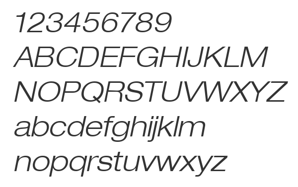 Скачать шрифт HelveticaNeue LT 43 LightEx Oblique
