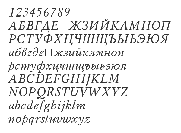 Скачать шрифт Mysl Italic Cyrillic