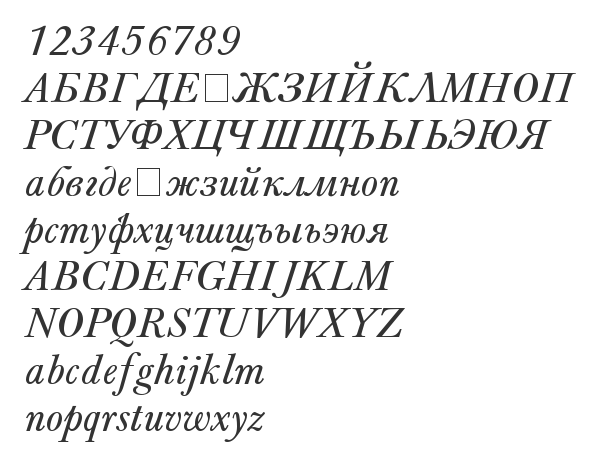 Скачать шрифт Baskerville_A.Z_PS Normal-Italic