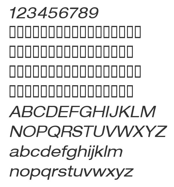 Скачать шрифт HelveticaNeue LT 53 Ex Oblique