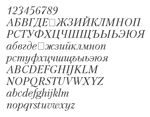 Скачать шрифт Petersburg Italic Cyrillic