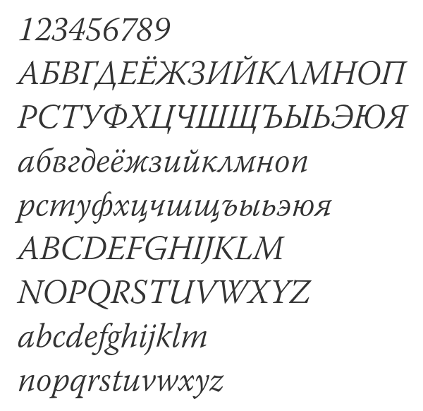 Скачать шрифт Warnock Pro Light Italic