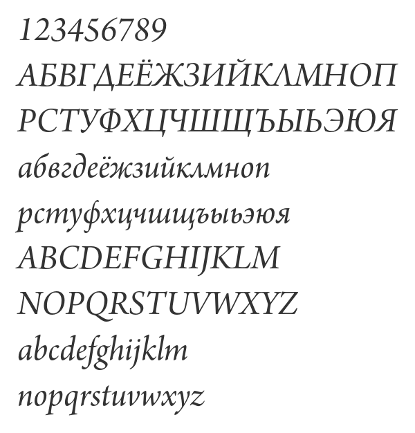 Скачать шрифт Arno Pro Subhead Italic
