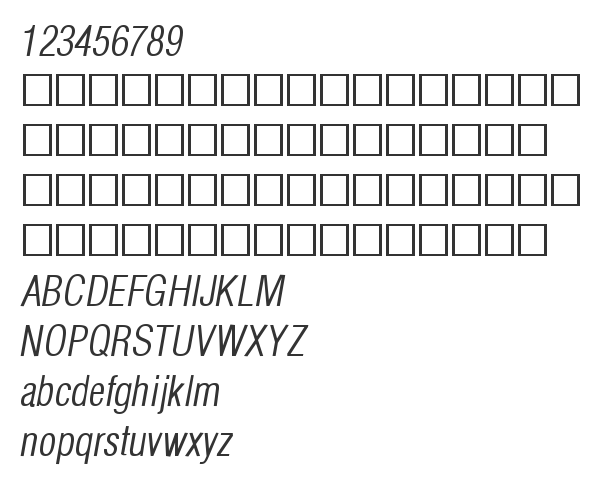 Скачать шрифт AGLettericaCondensedLight Oblique